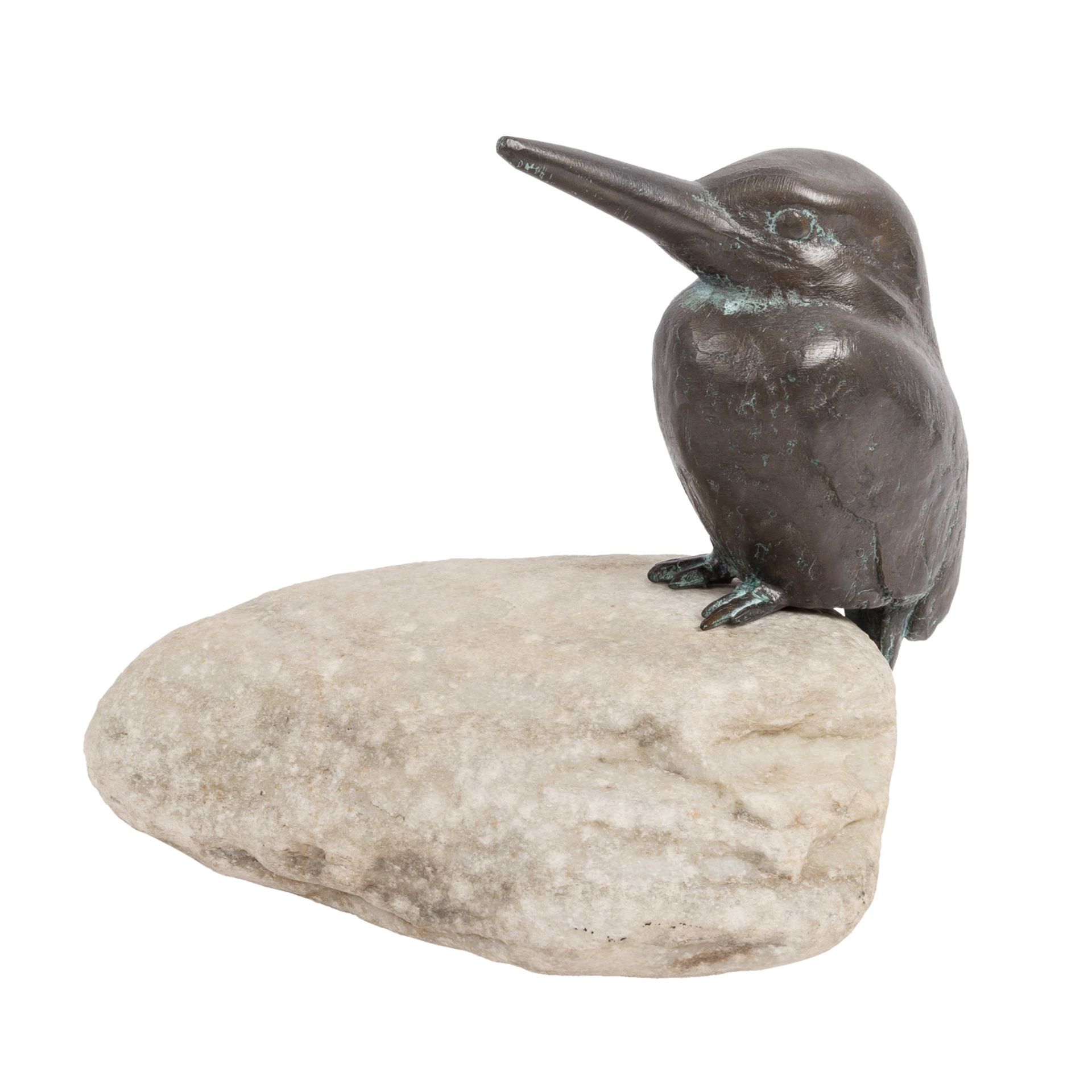 BILDHAUER DES 20. JAHRHUNDERTS "Eisvogel auf einem Stein sitzend"