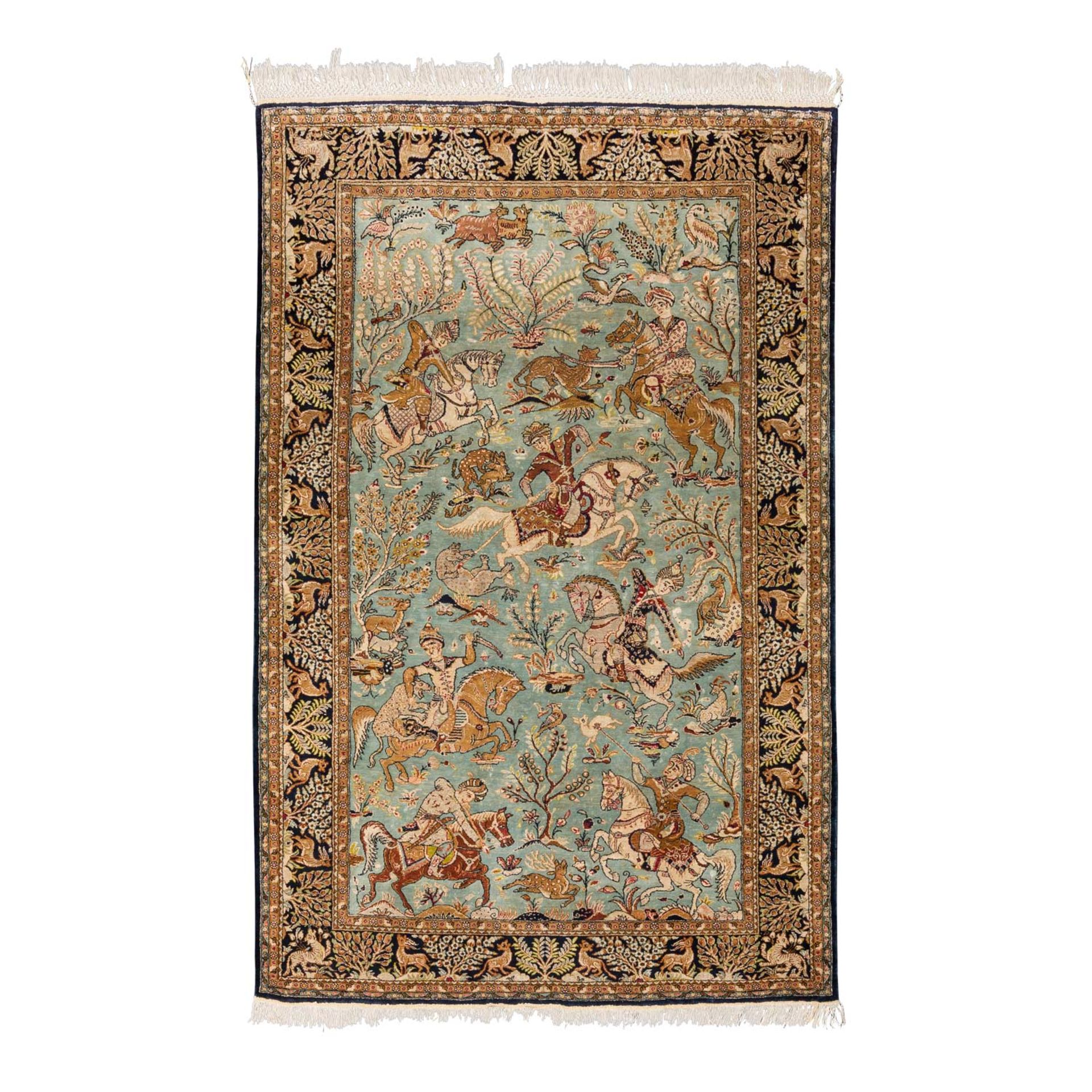 Orientteppich aus Seide. GHOM/Persien, 1960er Jahre, ca. 160x103 cm.