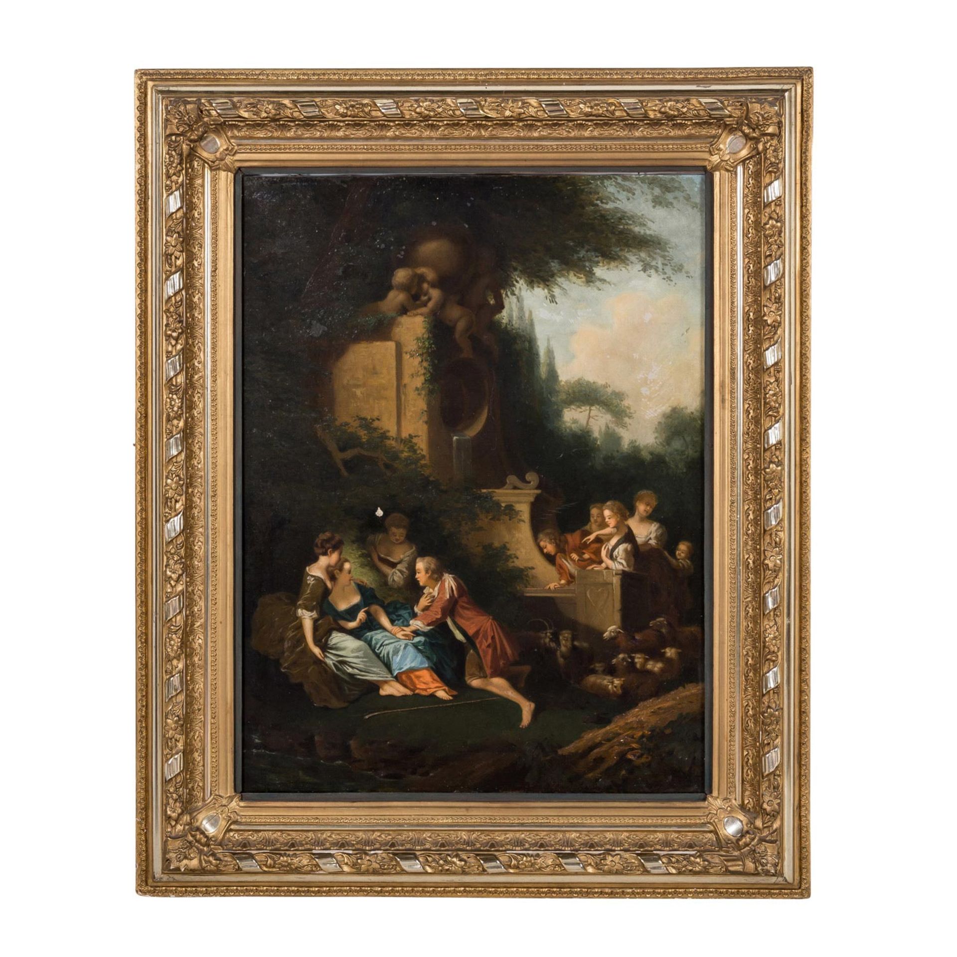 MALER/IN 19. Jh., Paar Gemälde mit galanten Szenen in der Nachfolge Watteaus, - Image 3 of 6