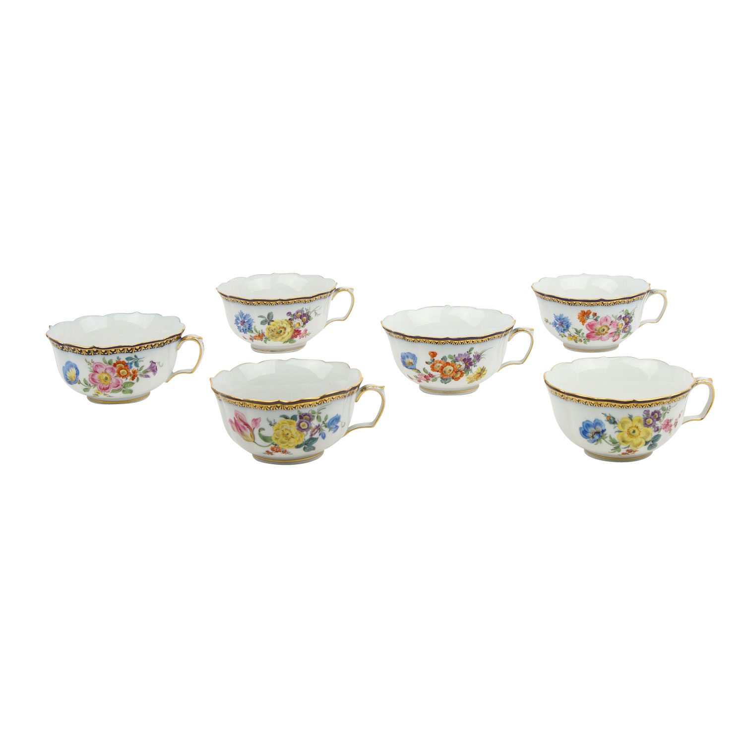 MEISSEN 22-tlg. Teeservice 'Blumen und blauer Rand', 1. Wahl, 20. Jh. - Image 5 of 6