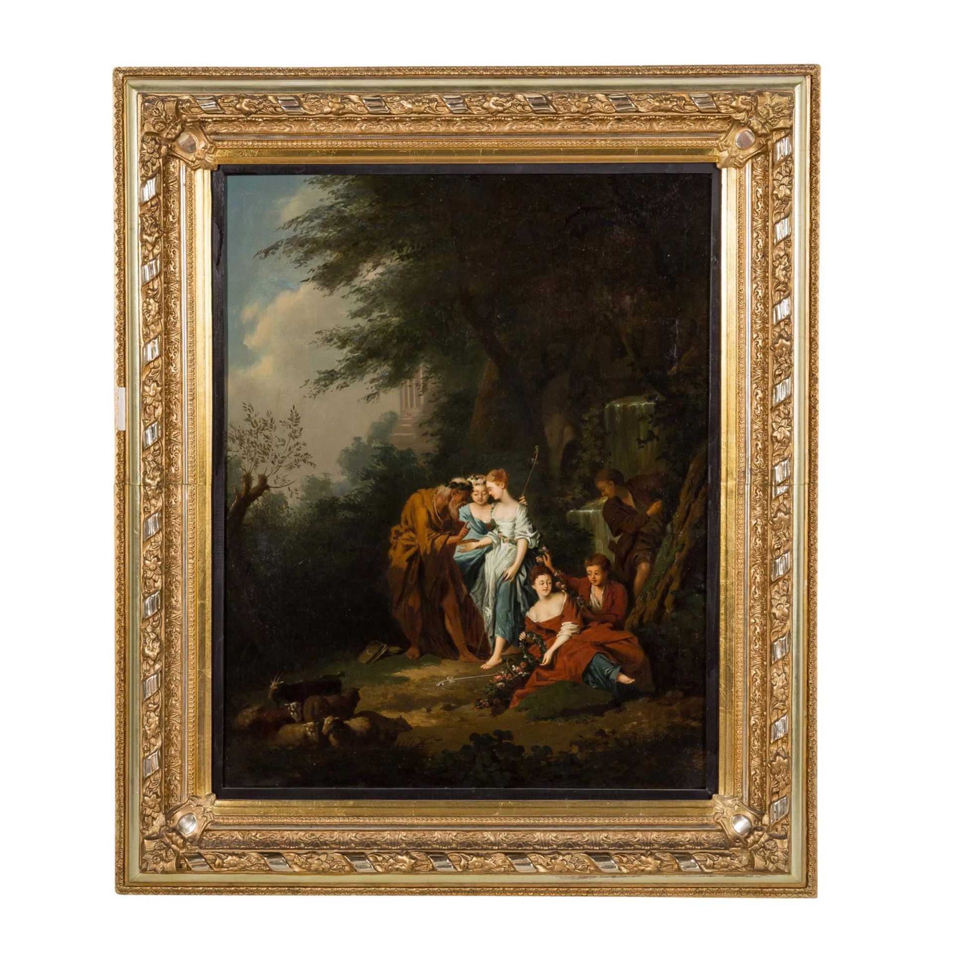 MALER/IN 19. Jh., Paar Gemälde mit galanten Szenen in der Nachfolge Watteaus, - Image 5 of 6