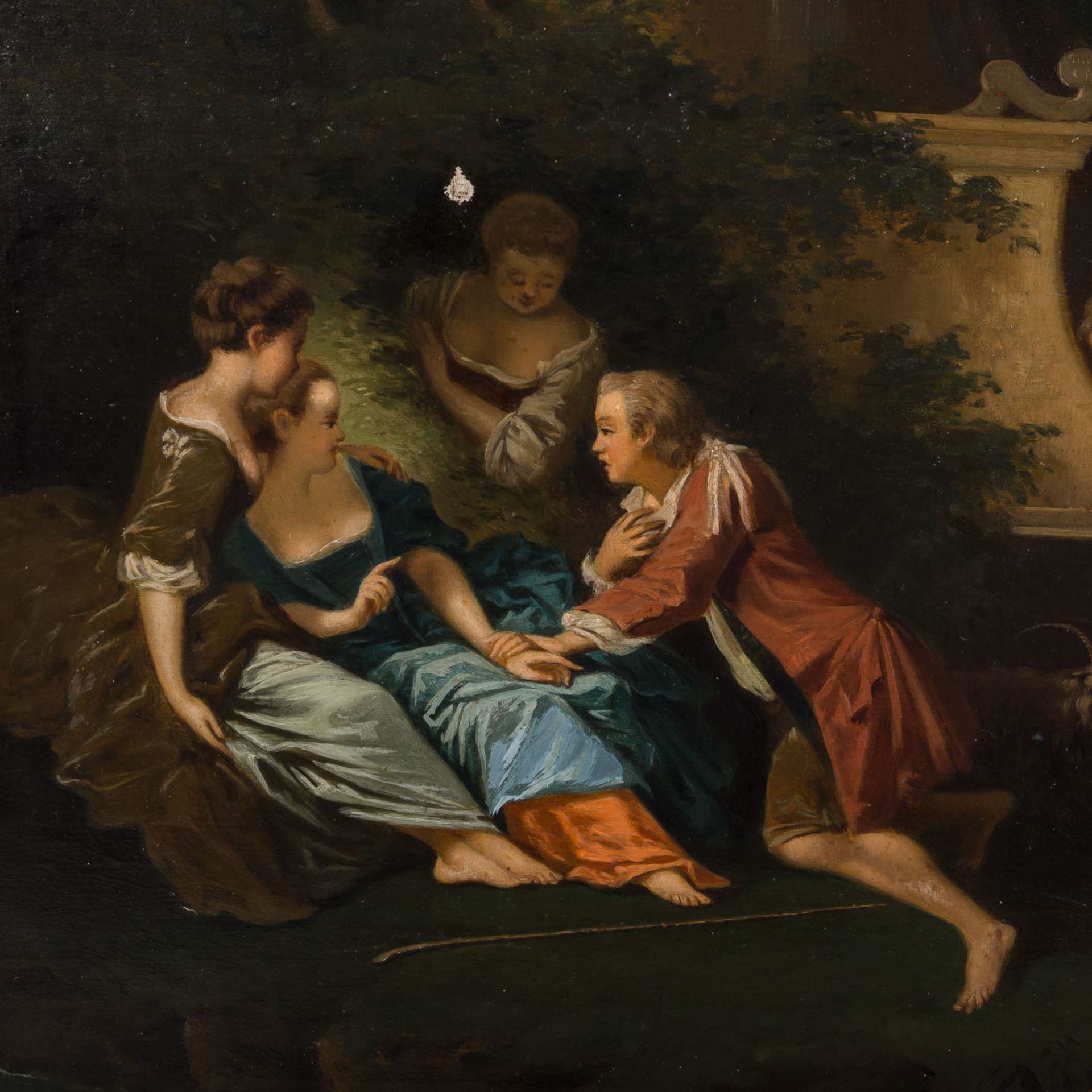 MALER/IN 19. Jh., Paar Gemälde mit galanten Szenen in der Nachfolge Watteaus, - Image 4 of 6