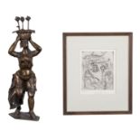 BACHEM, BELE (1916-2005), Konvolut: Bronzefigur UND Radierung,