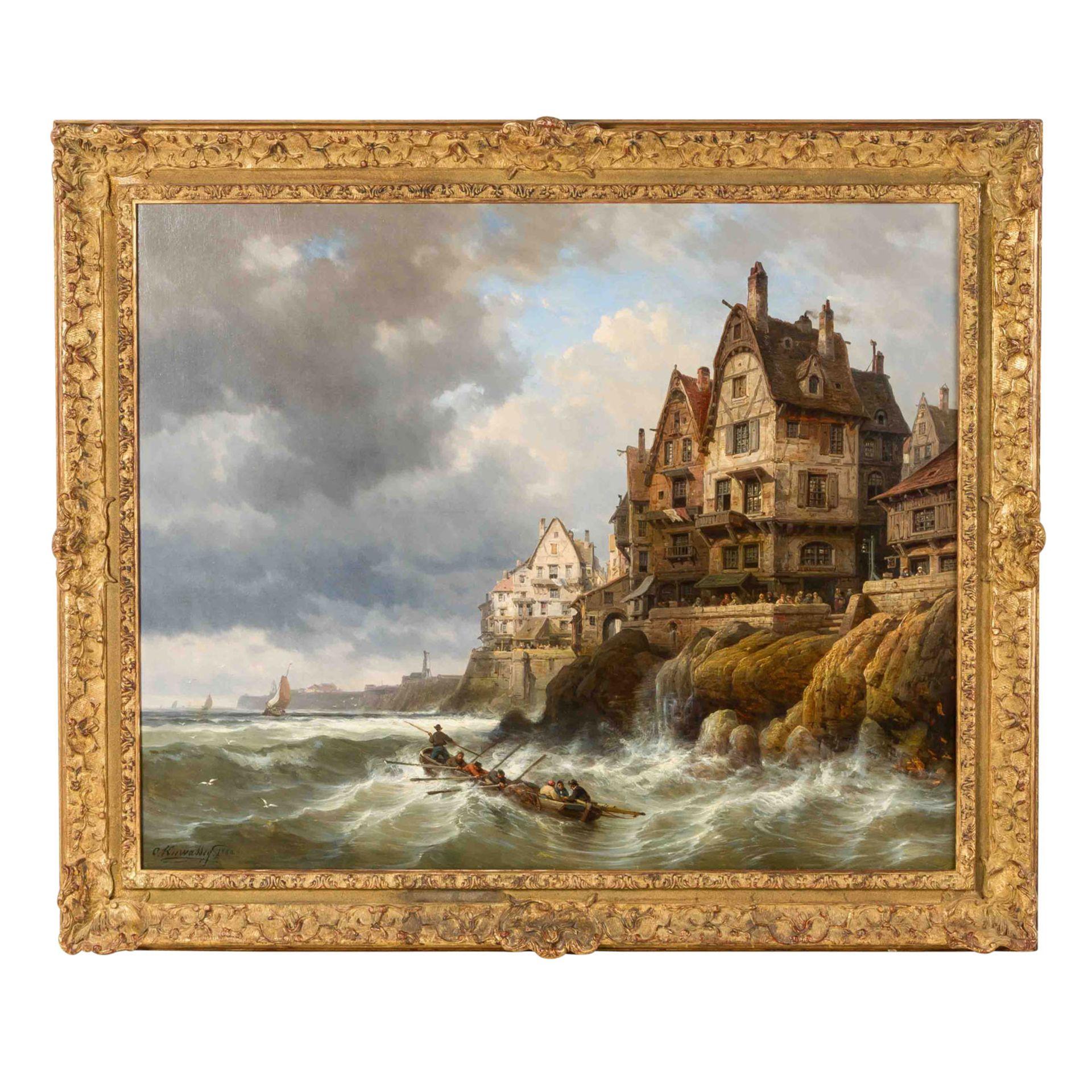 KUWASSEG, CHARLES EUPHRASIE (1833/38 - 1904), "An der Küste", 1880, - Bild 2 aus 4