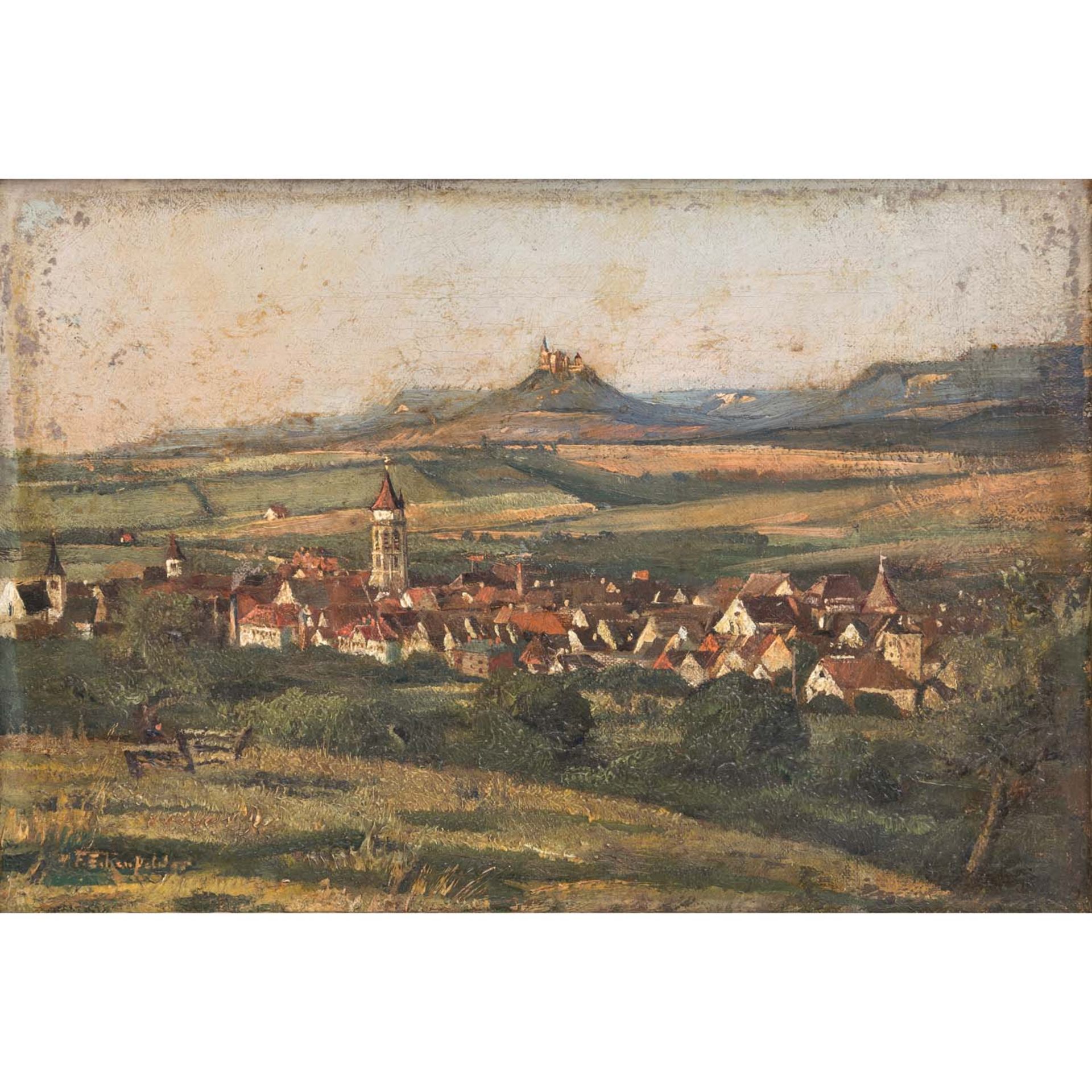 ECKENFELDER, FRIEDRICH (1861-1938), "Blick auf Balingen mit Burg Hohenzollern", 