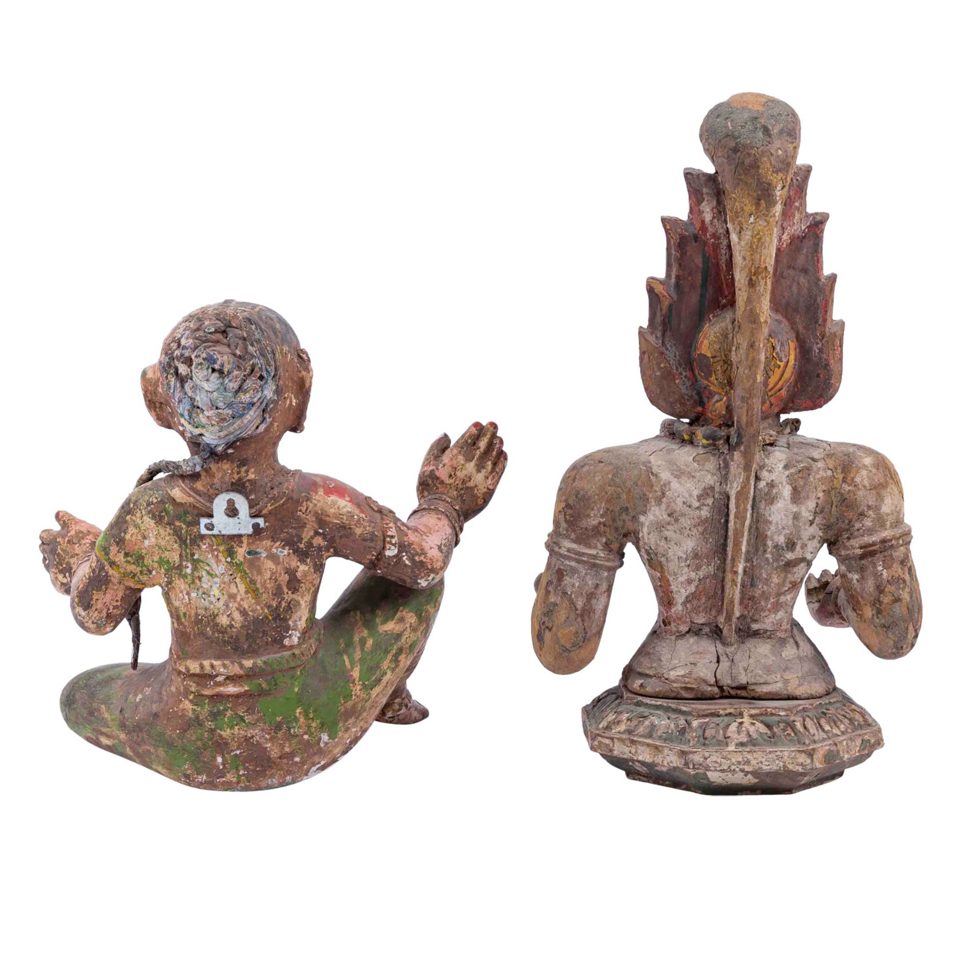 2 Skulpturen aus Holz, INDIEN, 19. Jh.: - Image 3 of 4