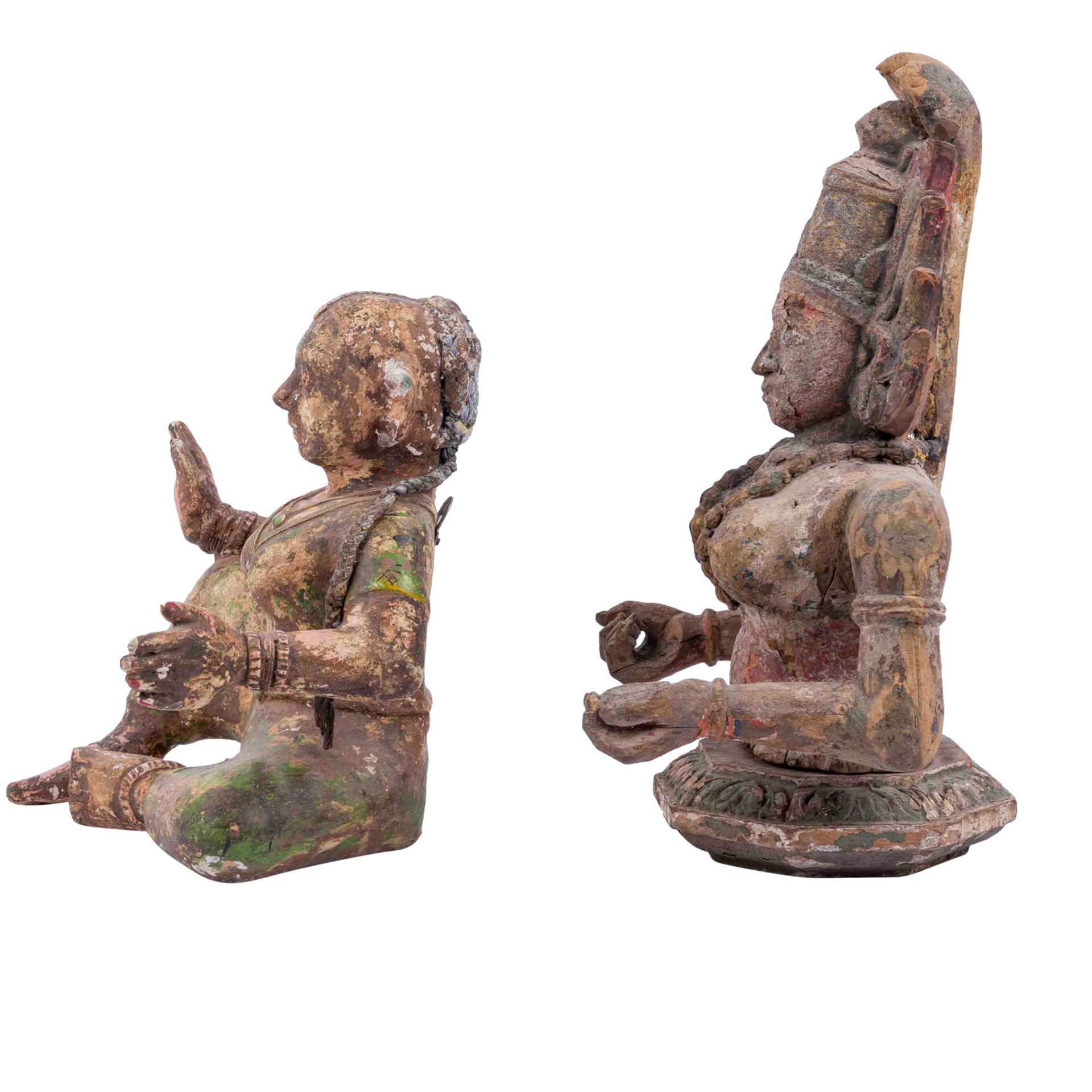 2 Skulpturen aus Holz, INDIEN, 19. Jh.: - Image 2 of 4