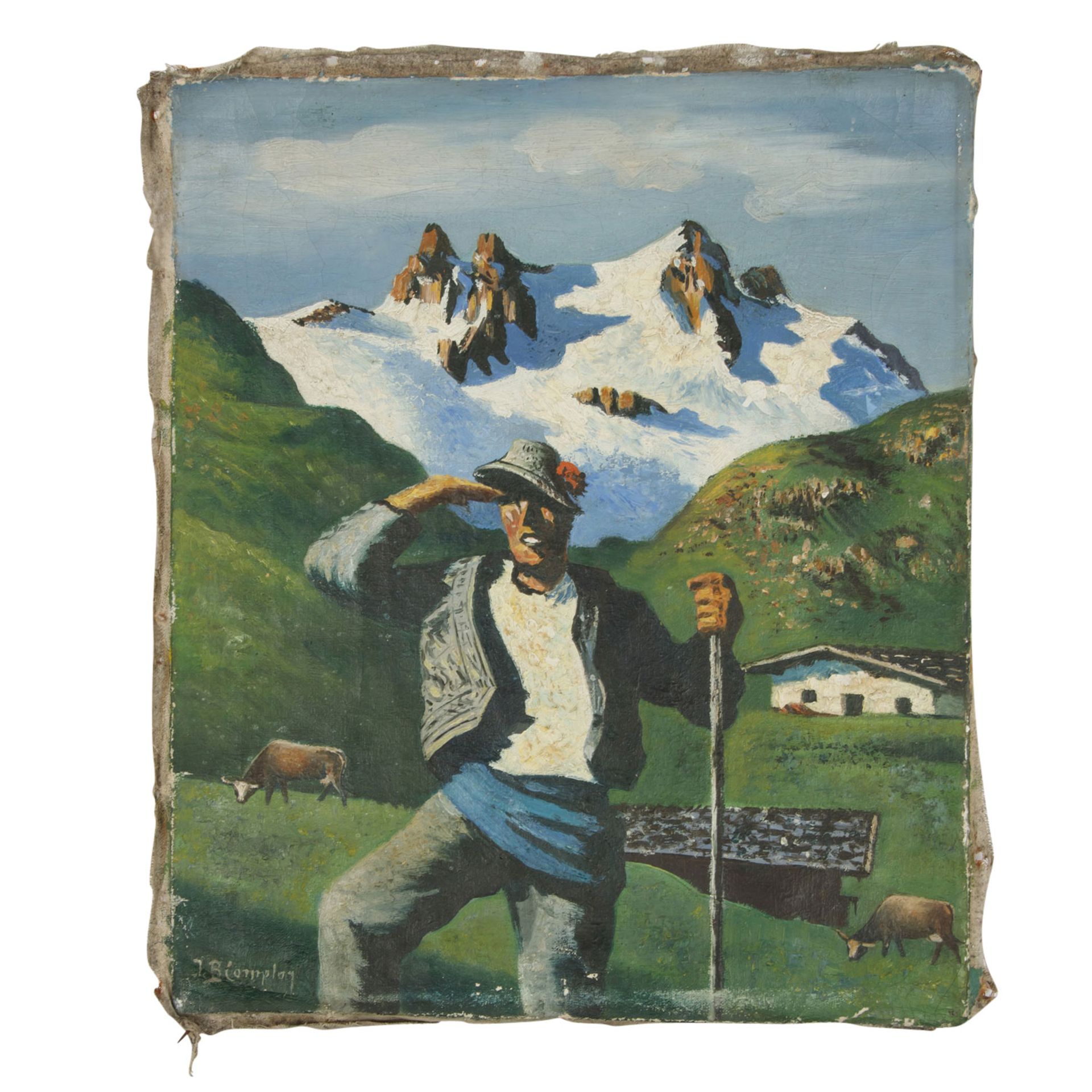 COMPTON, J. B. (Maler/in 20. Jh.), "Wanderer in Tirol", Kopie nach ALFONS WALDE, - Image 2 of 5