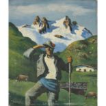 COMPTON, J. B. (Maler/in 20. Jh.), "Wanderer in Tirol", Kopie nach ALFONS WALDE,