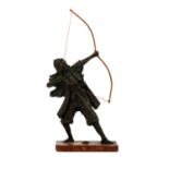 Bronze eines bogenschießenden Samurai-Kriegers. JAPAN, Meiji-Periode.