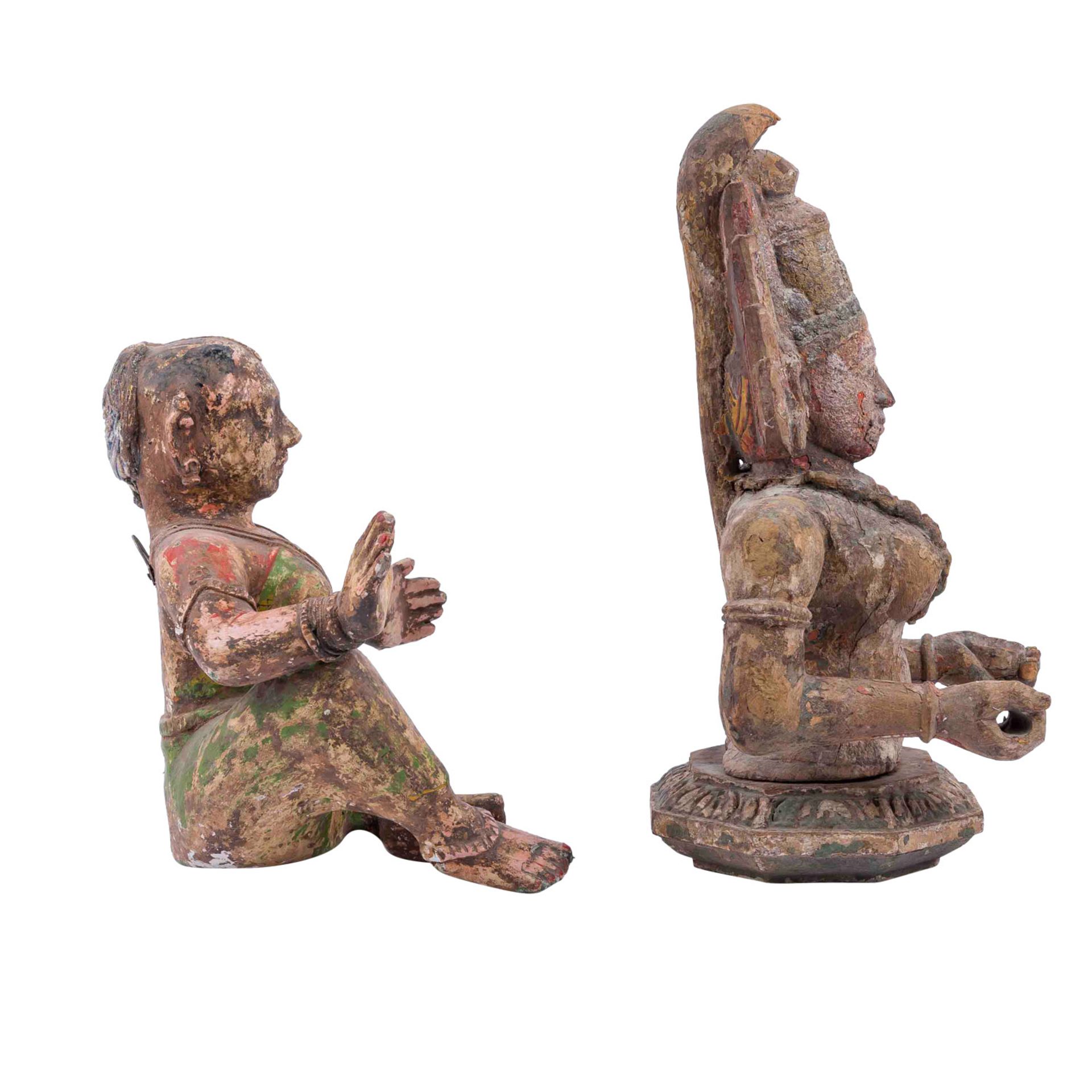 2 Skulpturen aus Holz, INDIEN, 19. Jh.: - Image 4 of 4
