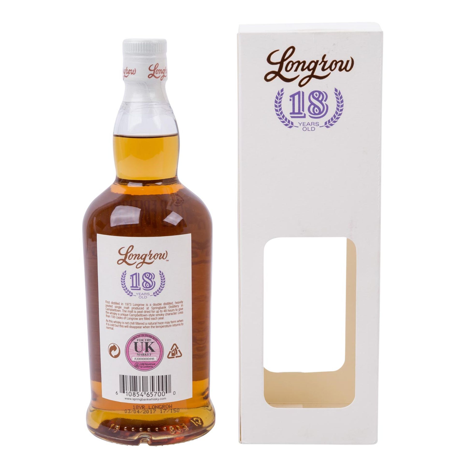 LONGROW Limited Edition Campbeltown Single Malt Scotch Whisky '18 Years old' - Image 2 of 3