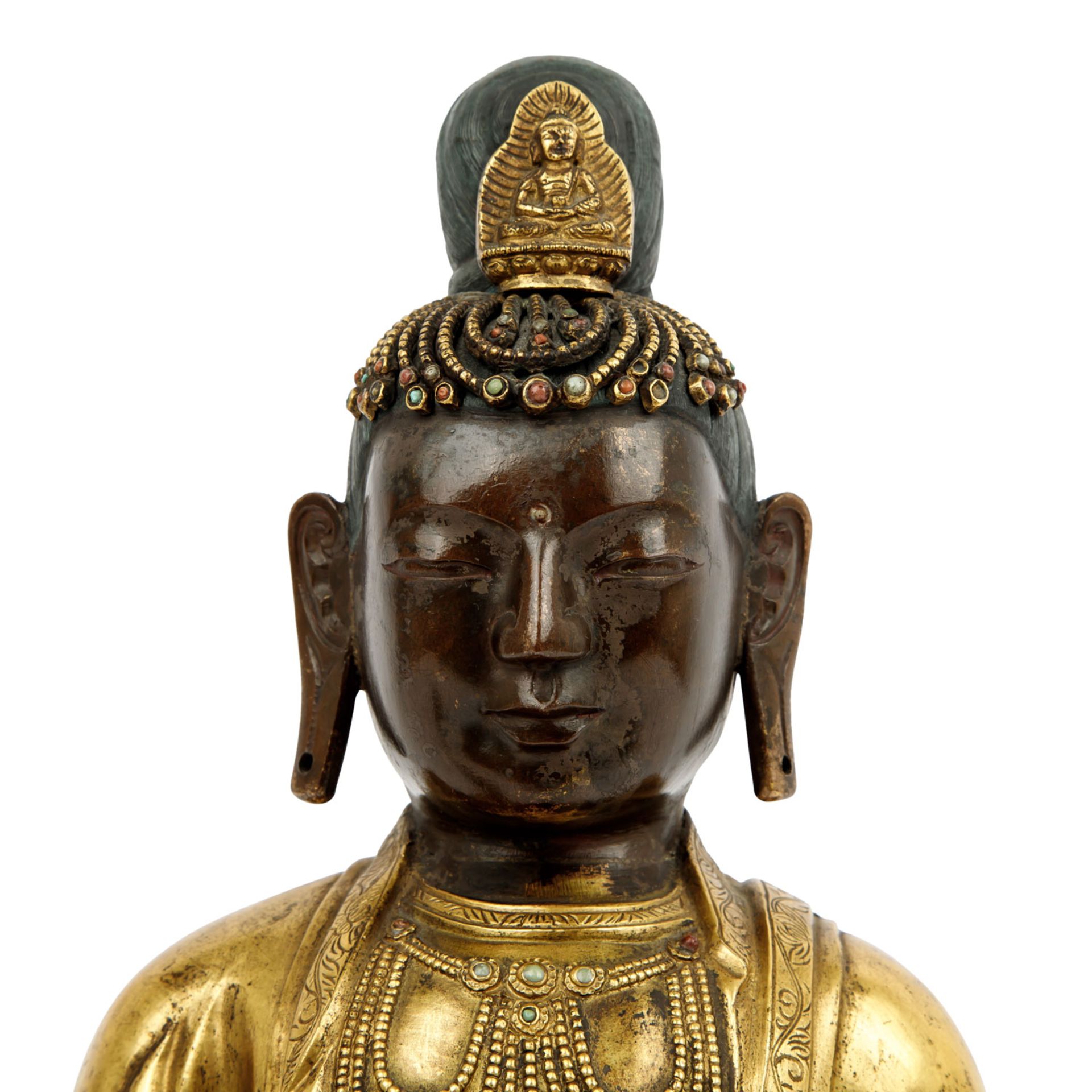 Museale Guanyin aus feuervergoldeter Bronze. SINOTIBETISCH. 18./19. Jh. - Image 2 of 9