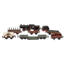 MÄRKLIN Konvolut aus 20-Volt Dampflok und 6 Güterwagen, Spur 0,