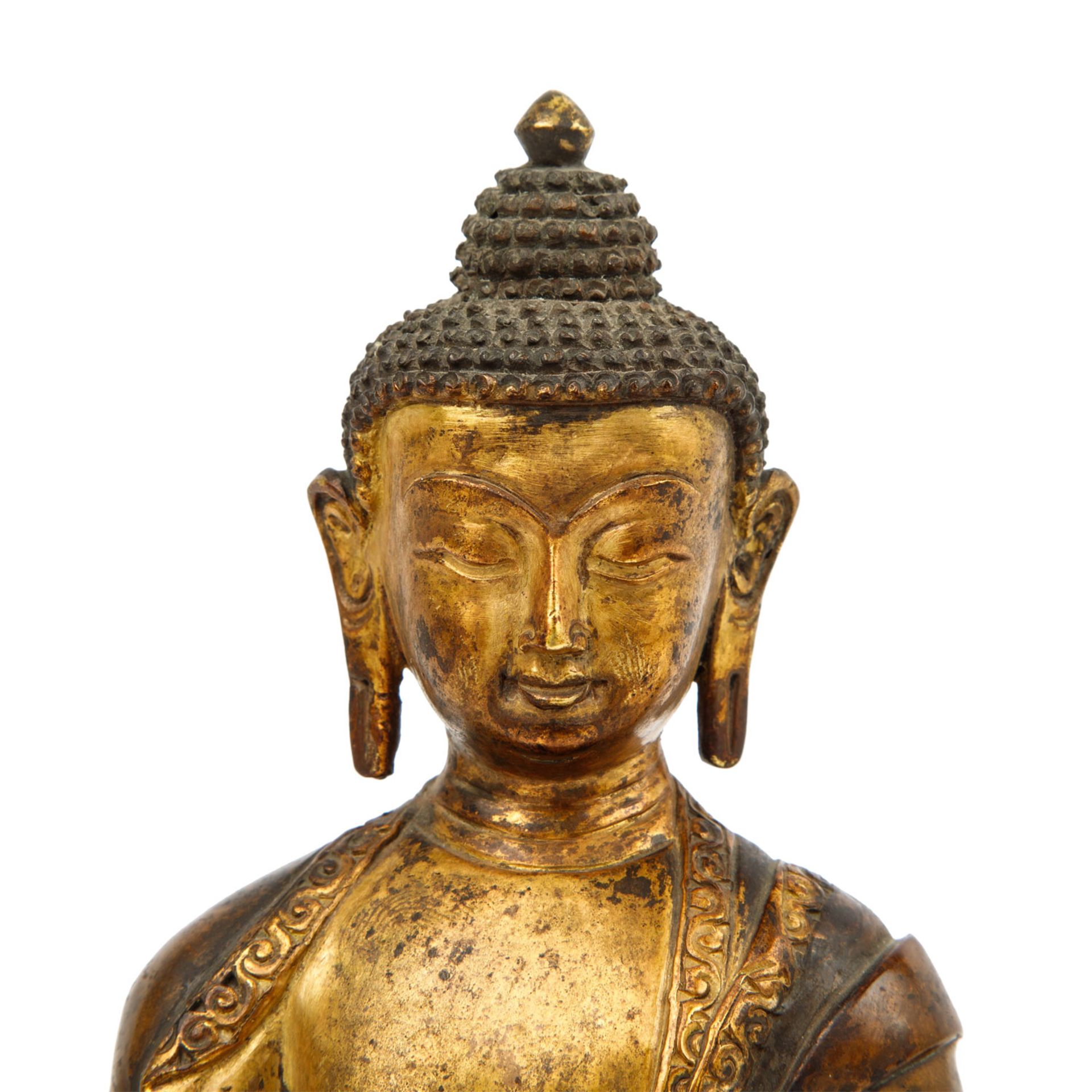 3 Buddha-Statuetten aus Bronze. SINOTIBETSCH, 20. Jh.: - Image 6 of 10