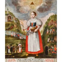 KIRCHENMALER DES XVIII JAHRHUNDERTS "Heilige Notburga von Eben am Achensee" 1737