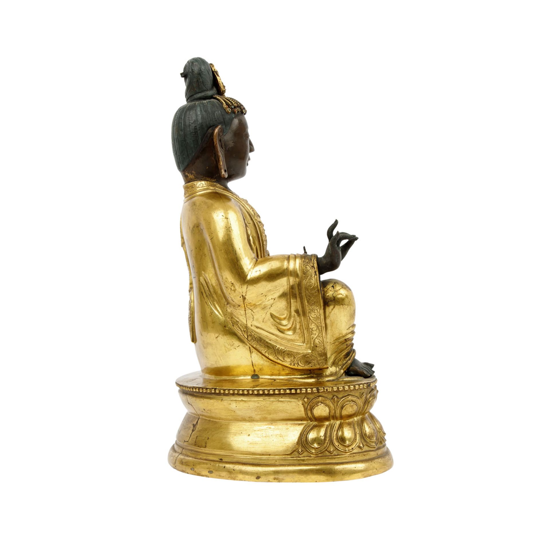 Museale Guanyin aus feuervergoldeter Bronze. SINOTIBETISCH. 18./19. Jh. - Image 8 of 9