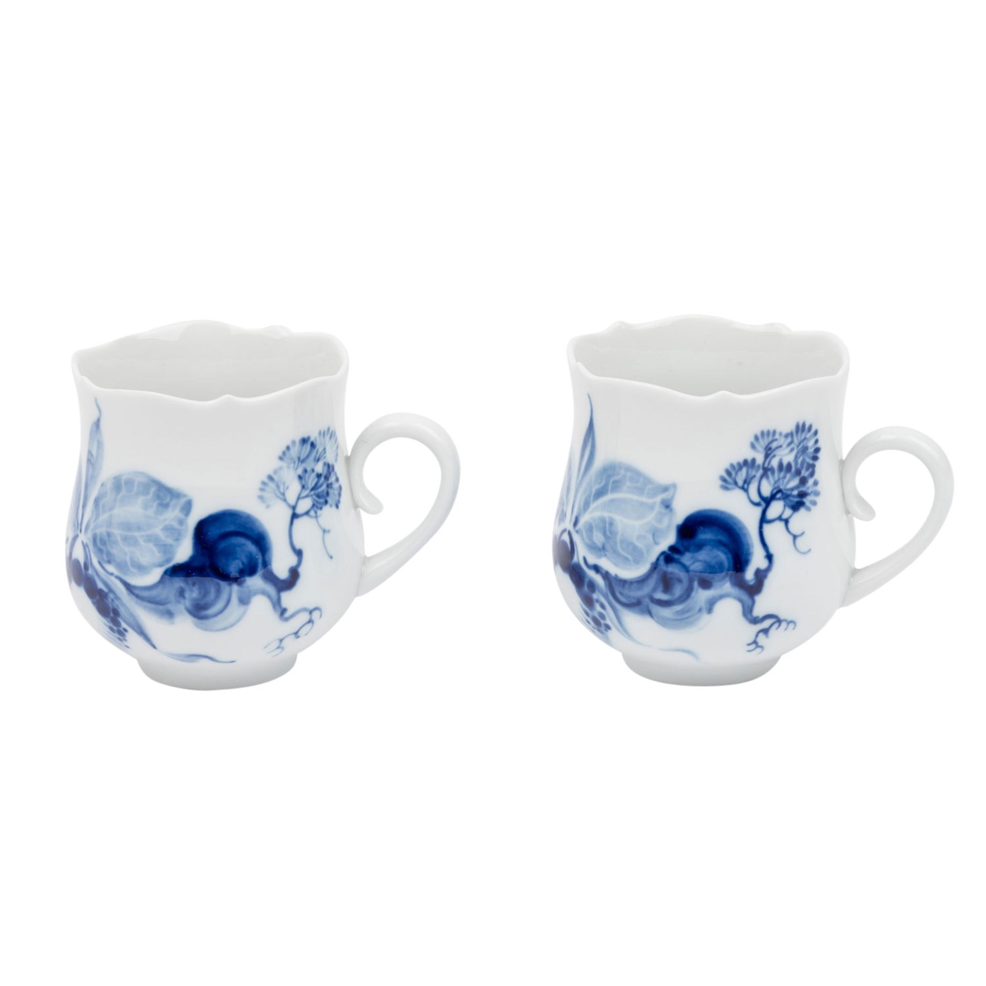 MEISSEN 2 Kaffeegedecke 'Blaue Orchidee auf Ast', 2. Wahl, 20. Jh. - Bild 5 aus 6