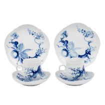 MEISSEN 2 Kaffeegedecke 'Blaue Orchidee auf Ast', 2. Wahl, 20. Jh.