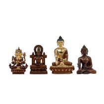 4 Buddha-Statuetten im Meditationssitz. SINOTIBETISCH, 20. Jh.,