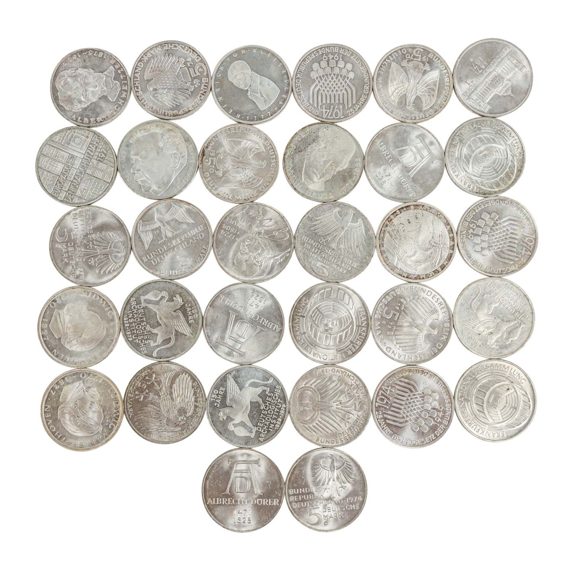 BRD - 32 x 5 DM, Gedenkmünzen bis 1979, SILBER,