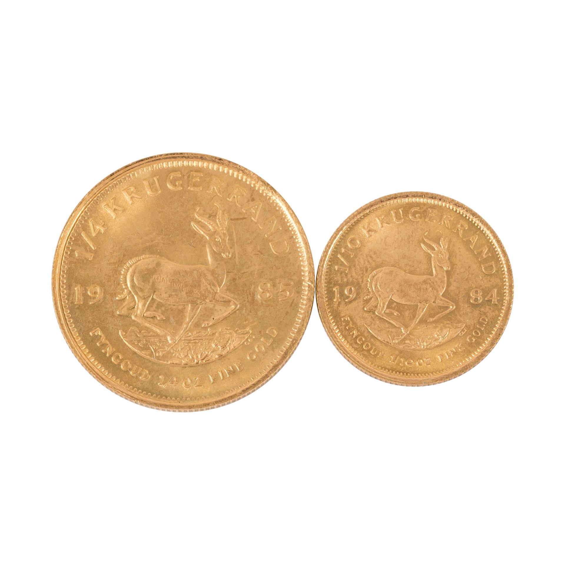Südafrika/GOLD - 1 x 1/4 oz. Gold fein, 1/4 Krügerrand 1985 und - Bild 2 aus 2