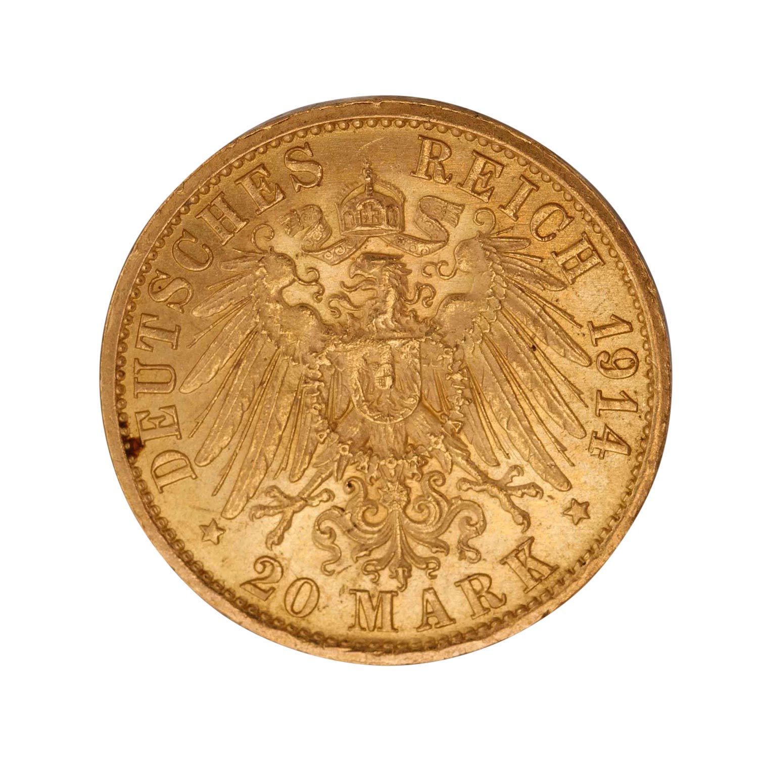 Dt. Kaiserreich /GOLD - Preussen Wilhelm II. 20 Mark Unifrom 1914/A - Image 2 of 2