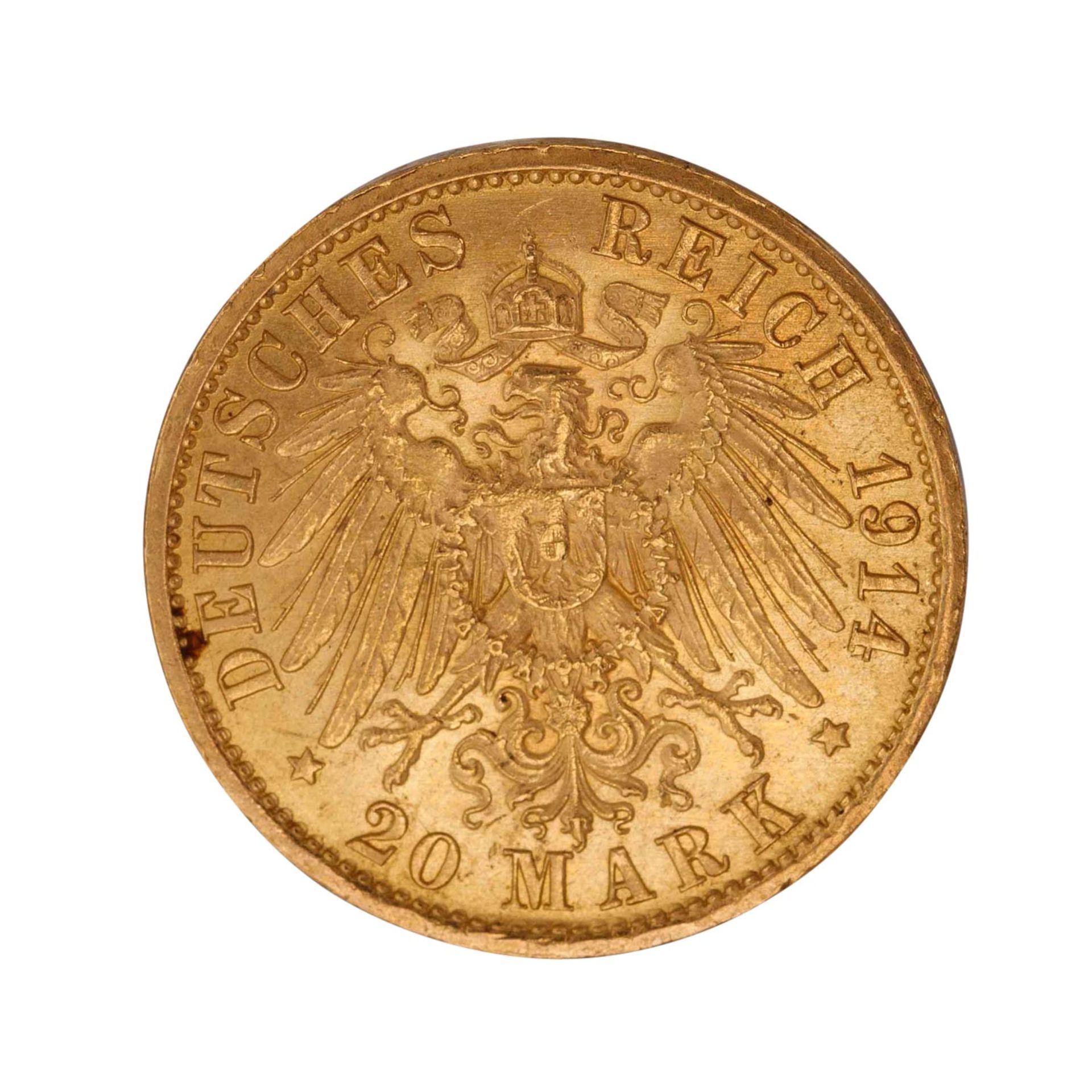 Dt. Kaiserreich /GOLD - Preussen Wilhelm II. 20 Mark Unifrom 1914/A - Bild 2 aus 2