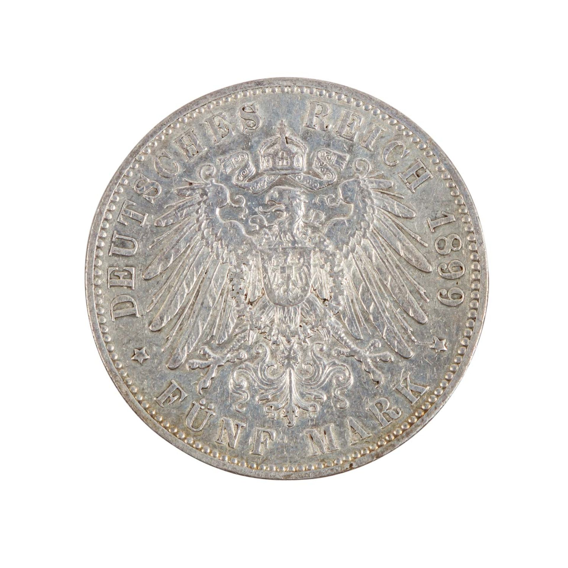 Deutsches Kaiserreich / Sachsen - 5 Mark 1899, König Albert, - Bild 3 aus 3