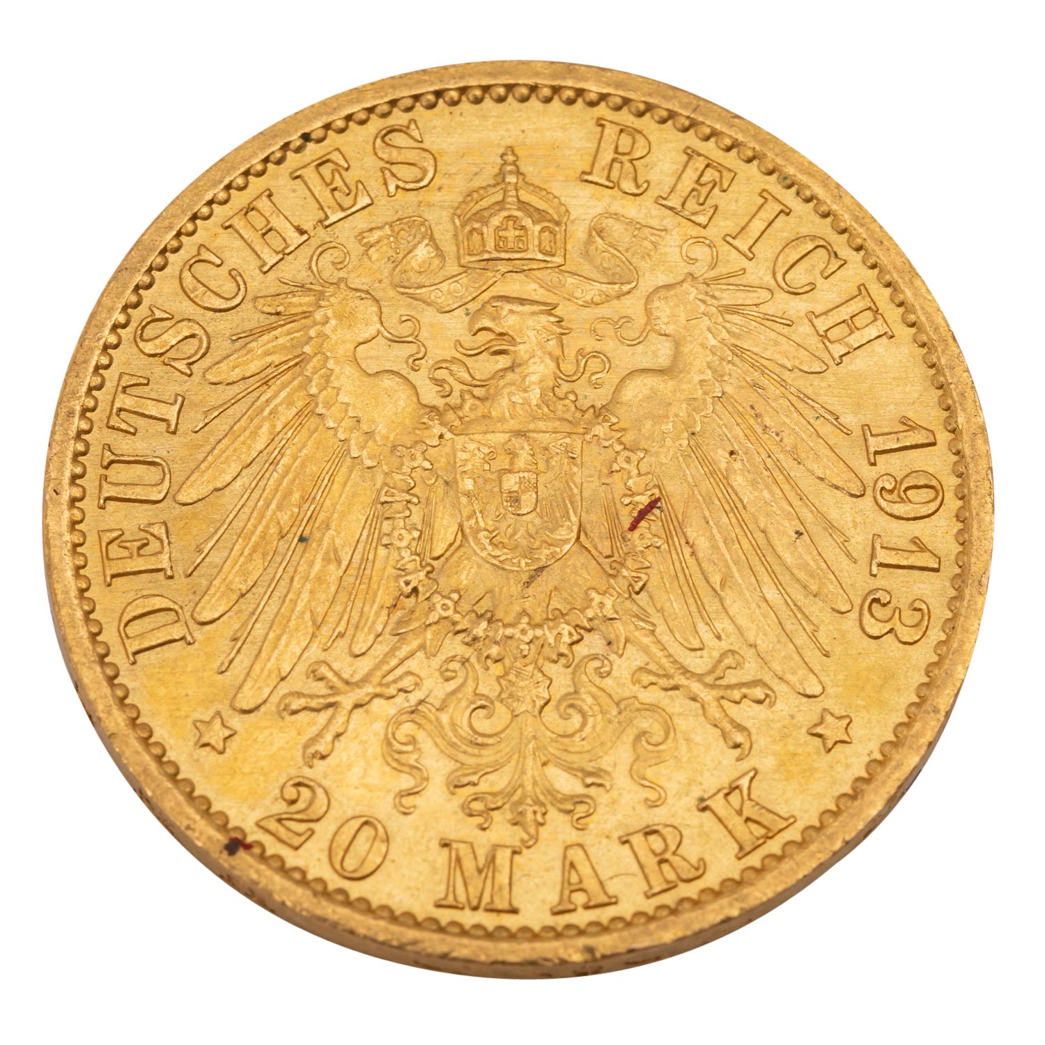 Dt. Kaiserreich /GOLD - Preussen Wilhelm II. 20 Mark Unifrom 1913-A - Image 2 of 2