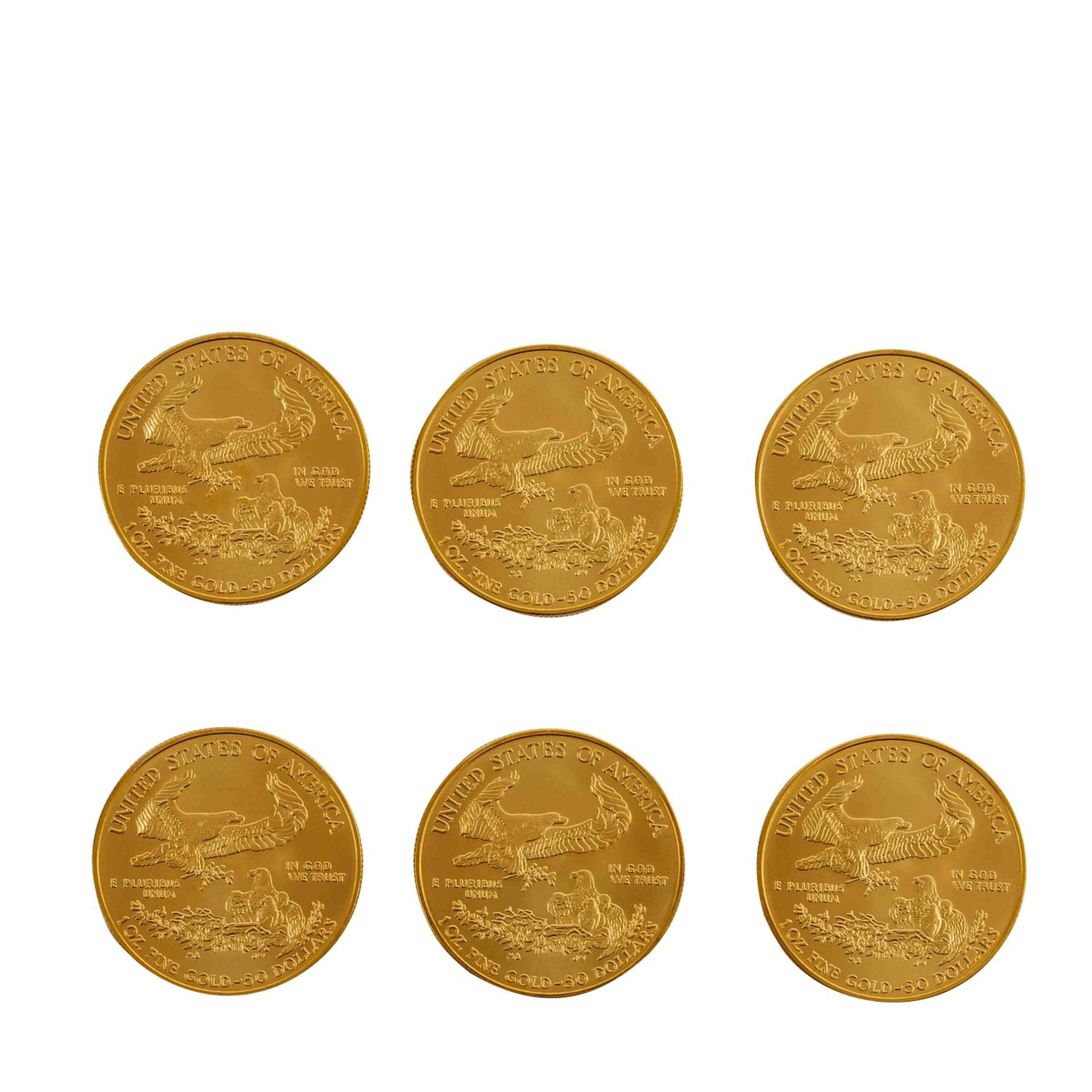 6 x USA/GOLD - 50 Dollars 2008, American Eagle, - Bild 2 aus 3