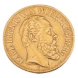 Dt. Kaiserreich /GOLD - Württemberg, Karl 10 Mark 1873/F