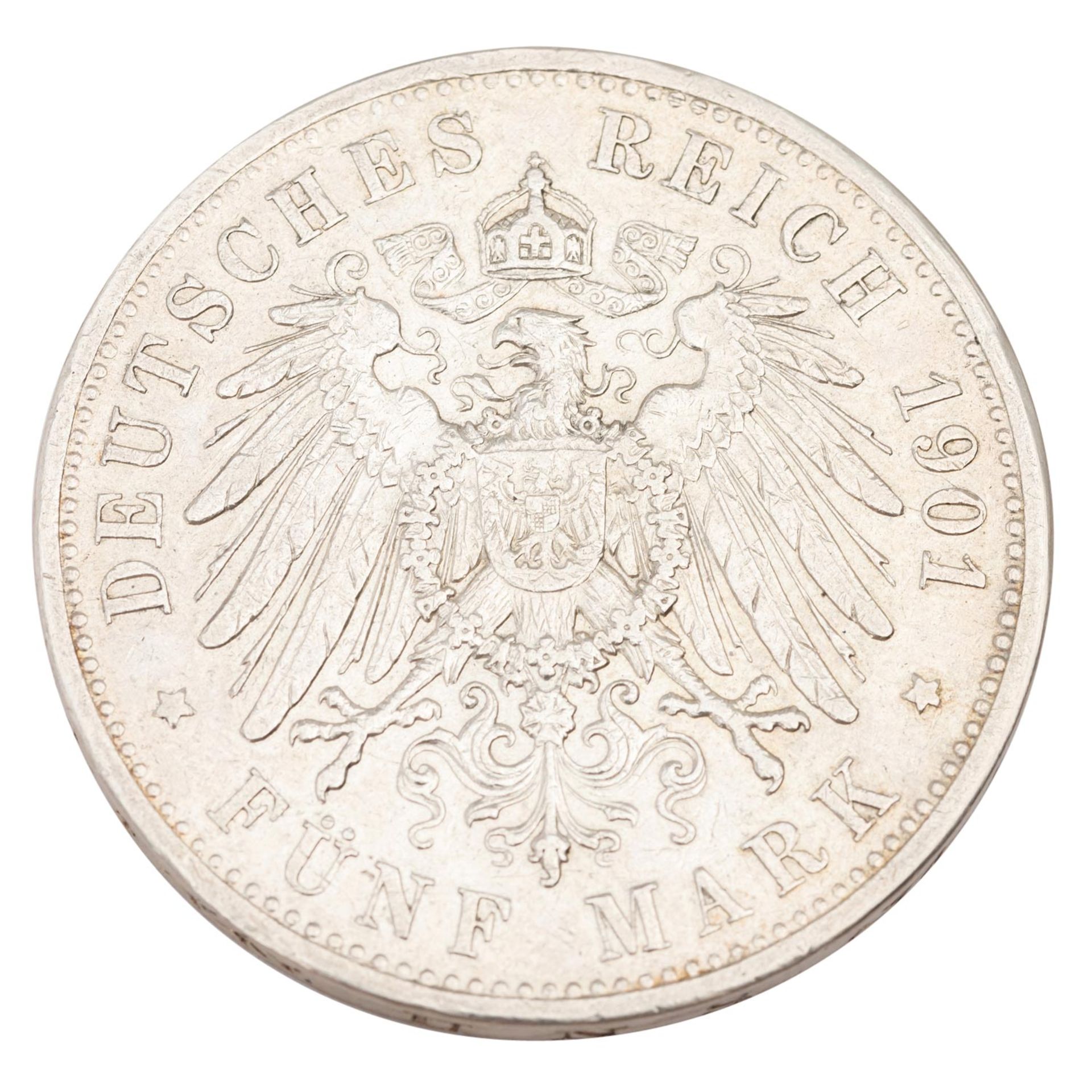 Deutsches Kaiserreich / Sachsen Altenburg - 5 Mark 1901, Herzog Ernst, - Bild 2 aus 3