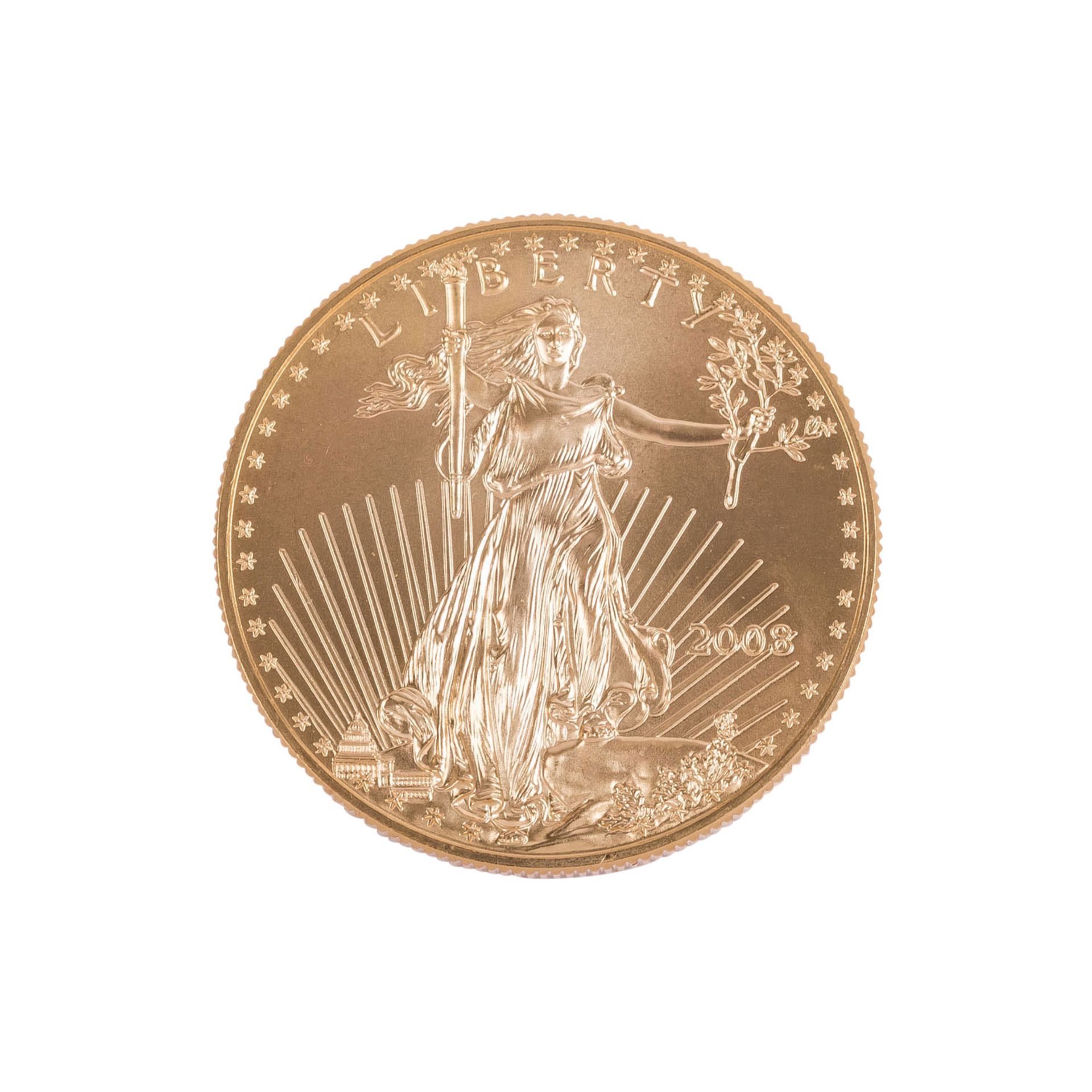 5 x USA/GOLD - 50 Dollars 2008, American Eagle, Erhalt stets mind. vz-stgl, - Bild 3 aus 4
