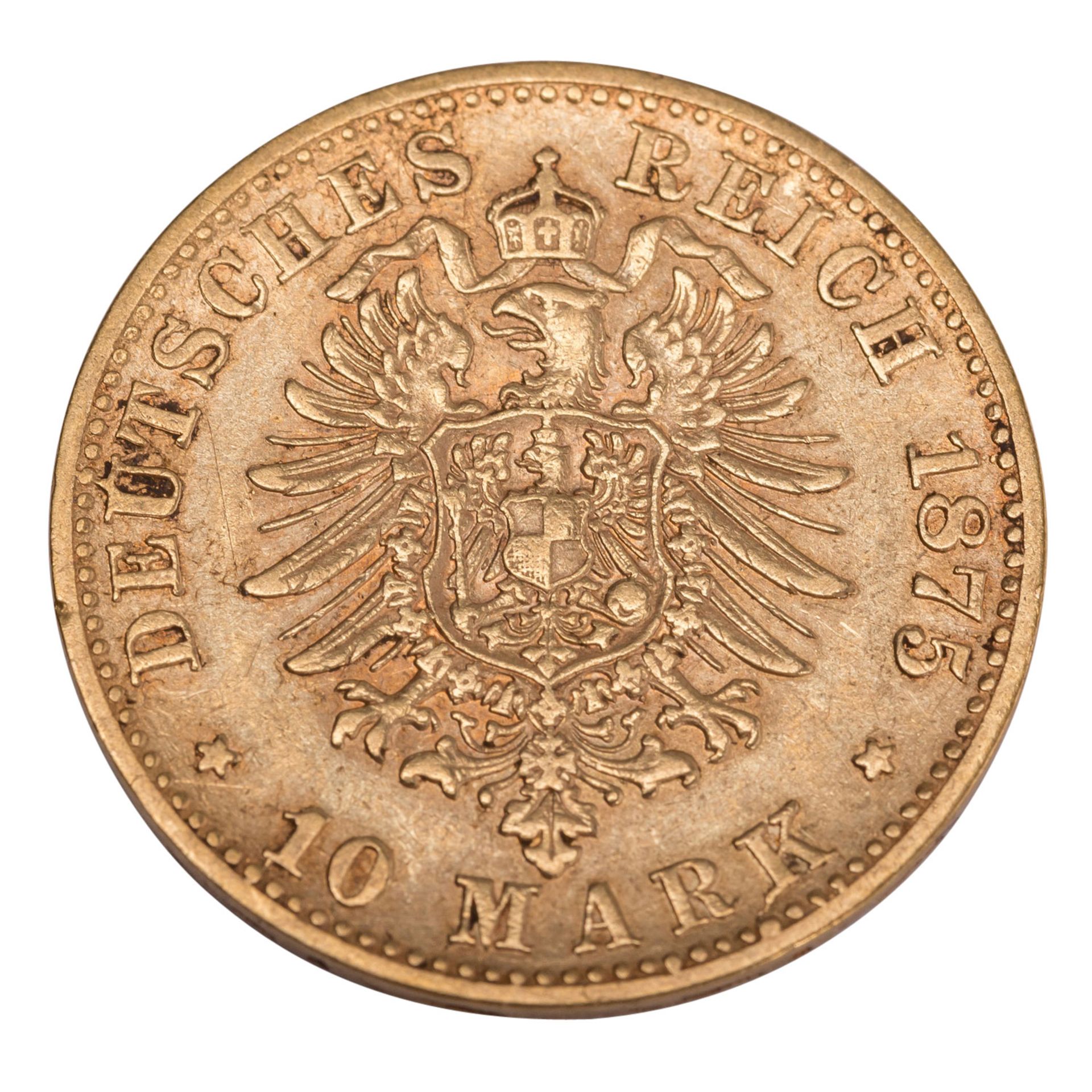 Sachsen/GOLD - 10 Mark 1875 E - Bild 2 aus 2