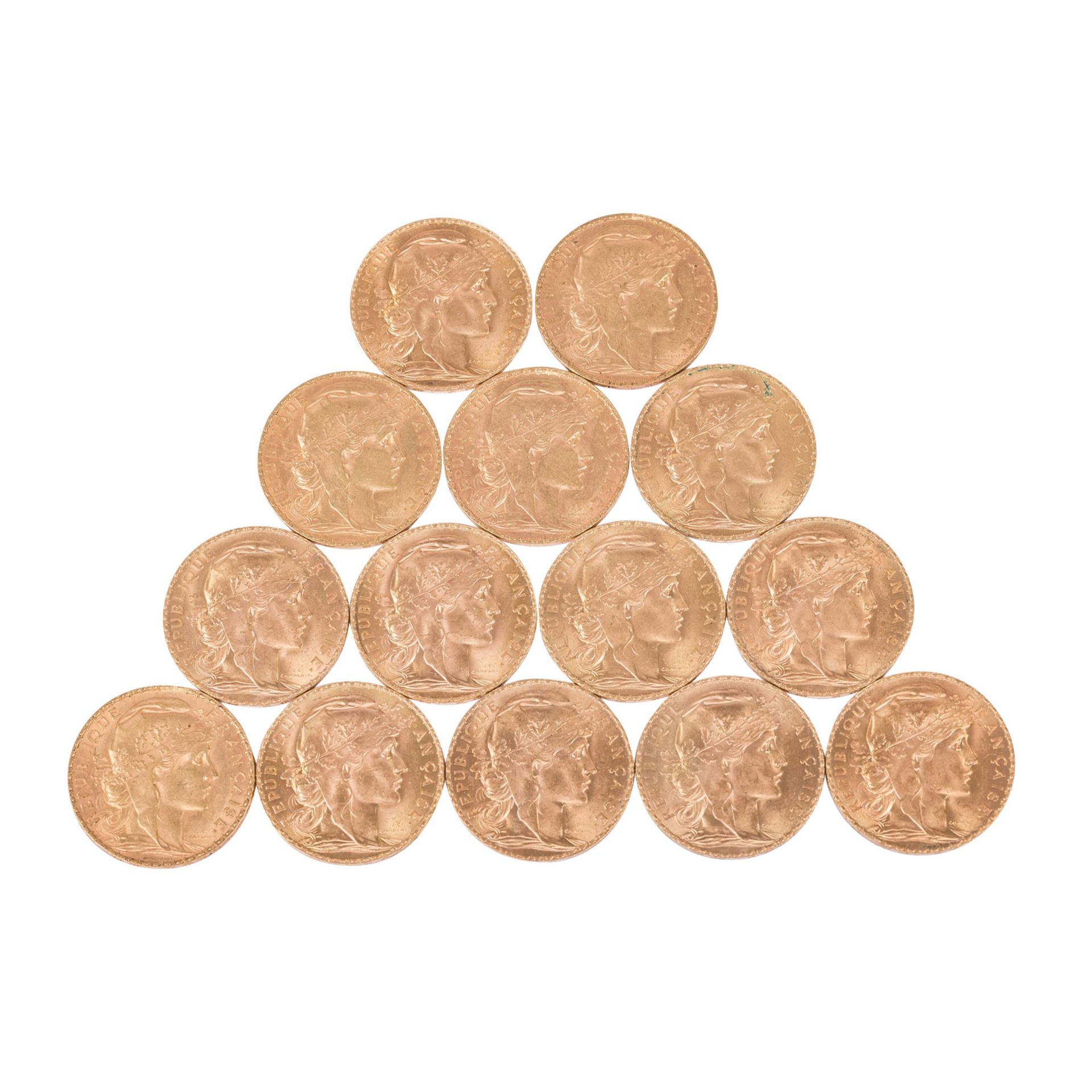 Frankreich /GOLDLOT - 14 x 20 Francs 'Marianne'