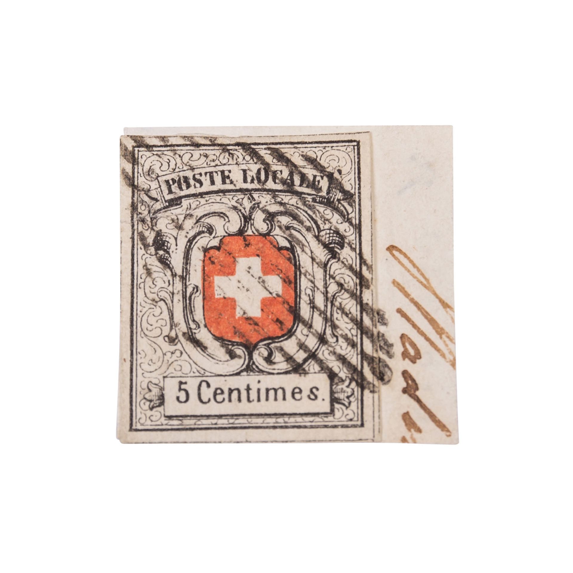 Schweiz Übergangszeit - 5 C. schwarz / rot, sogenannte Neuenburg,  - Bild 2 aus 3