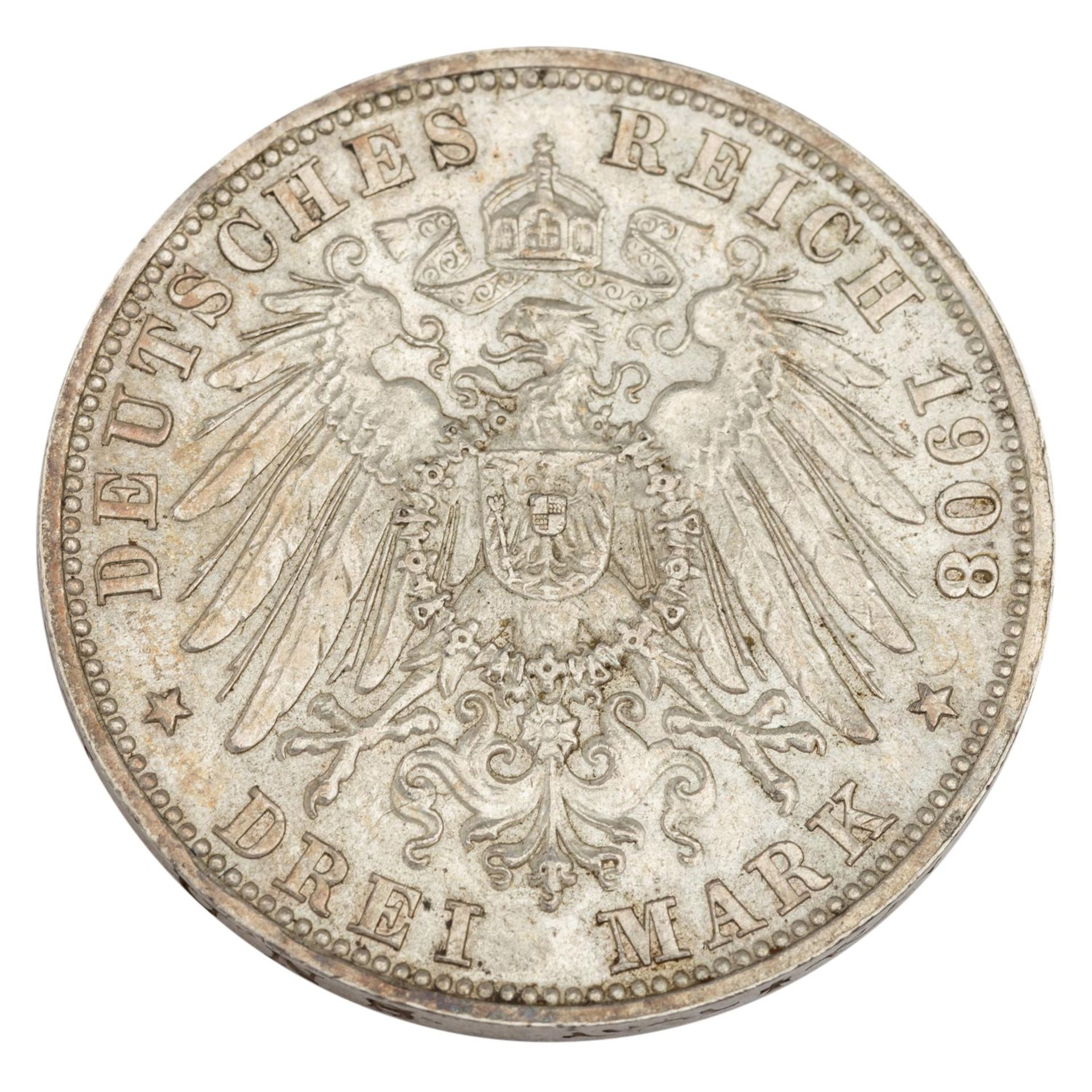 Sachsen-Meinigen, Herzogtum - 3 Mark 1908 D - Bild 2 aus 2