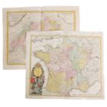 2 historische Kupferstichlandkarten Frankreich u. Schweiz, 18.Jh. -