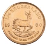 Südafrika/GOLD - 1/4 oz. Krügerrand 1980,