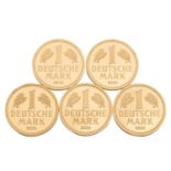 BRD Gold Set 2001 1 DM Goldmünzen -