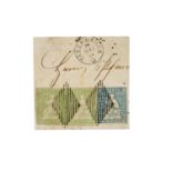 Schweiz - 1854/63, 40/40/10 Rappen, sitzende Helvetia, auf Briefstück,