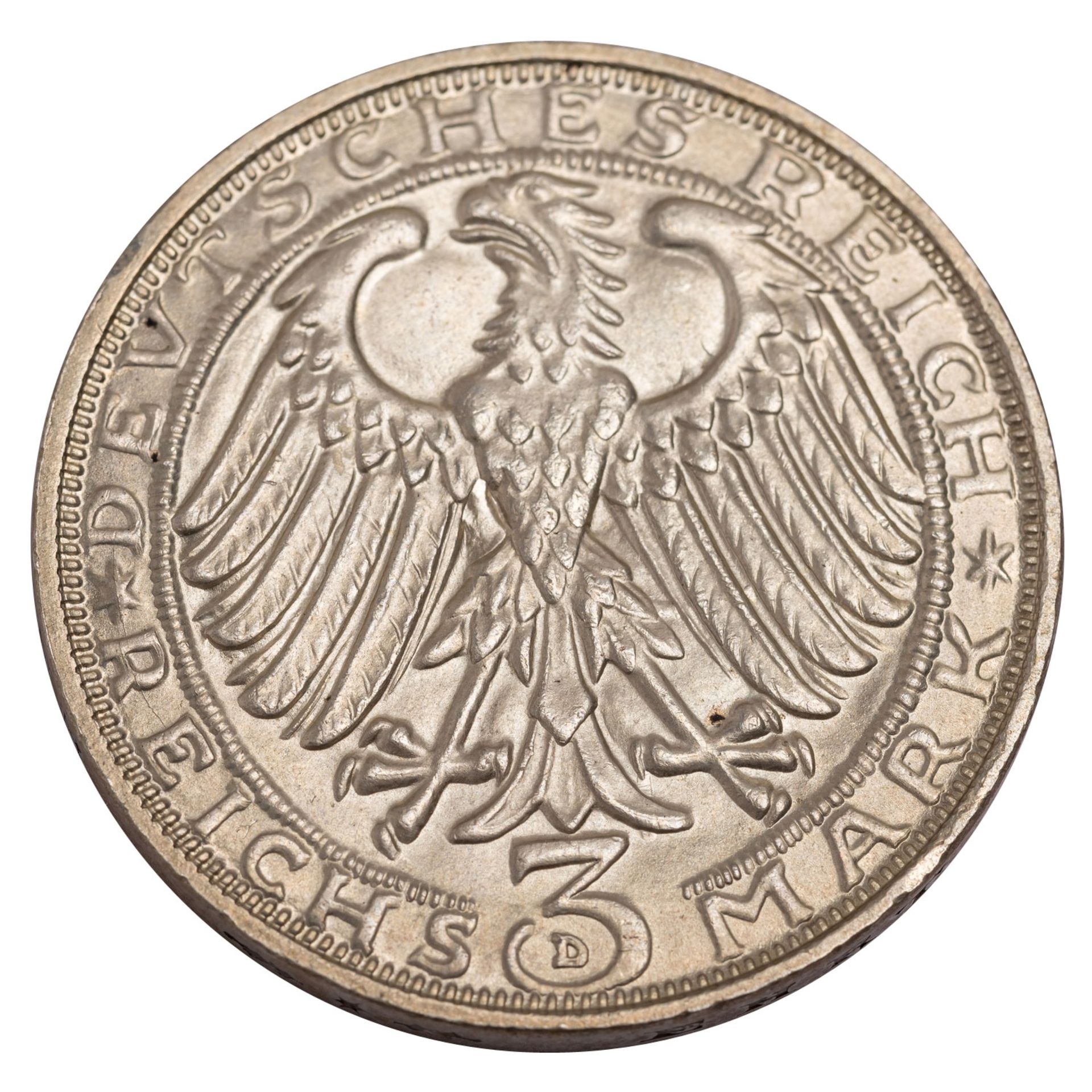 Weimarer Republik - 3 Reichsmark 'Dürer' 1928-D - Image 2 of 2