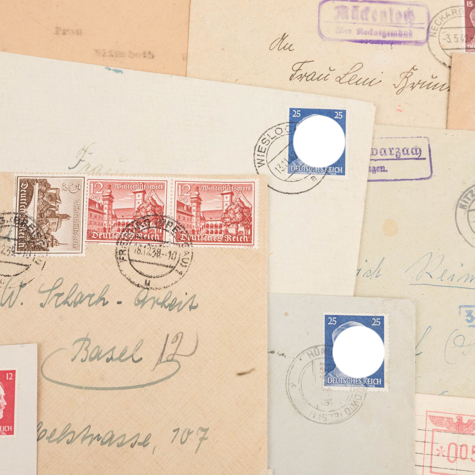 Deutsches Reich 1938 - 44, 13 Briefumschläge und eine Karte,  - Bild 3 aus 5