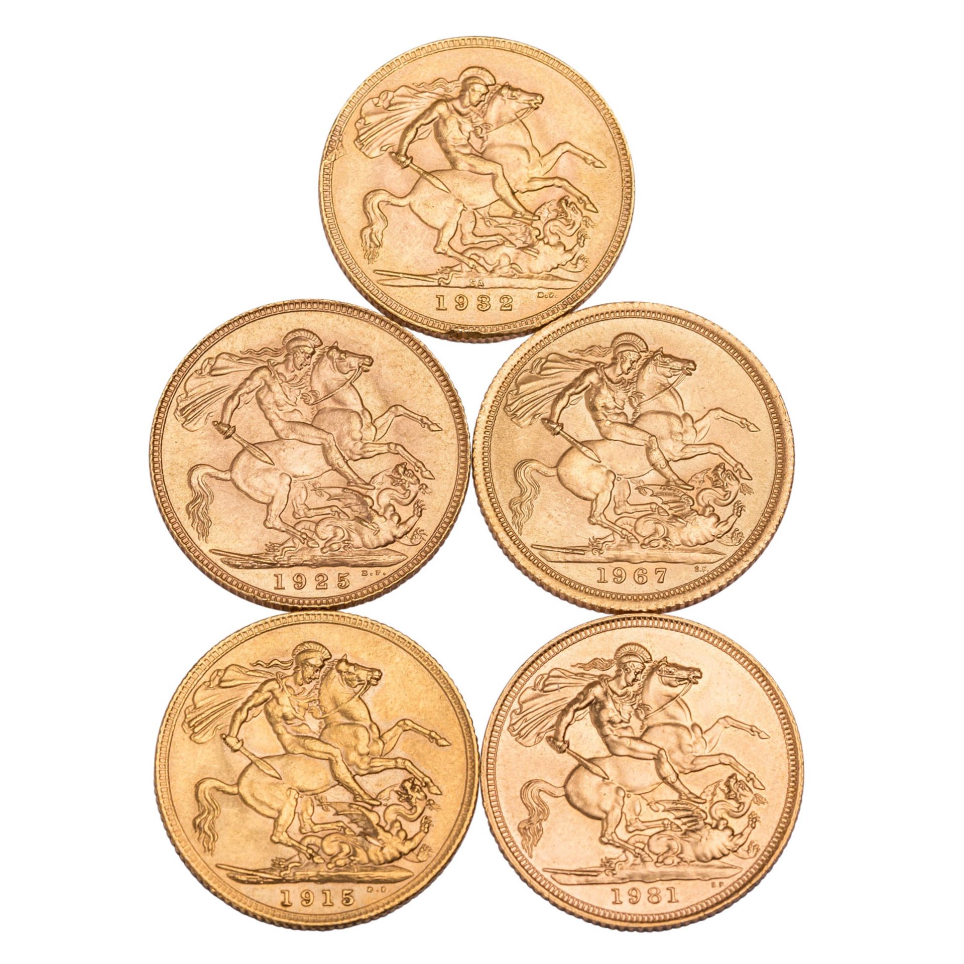 GB/GOLD - 5 x 1 Sovereign, - Bild 2 aus 2