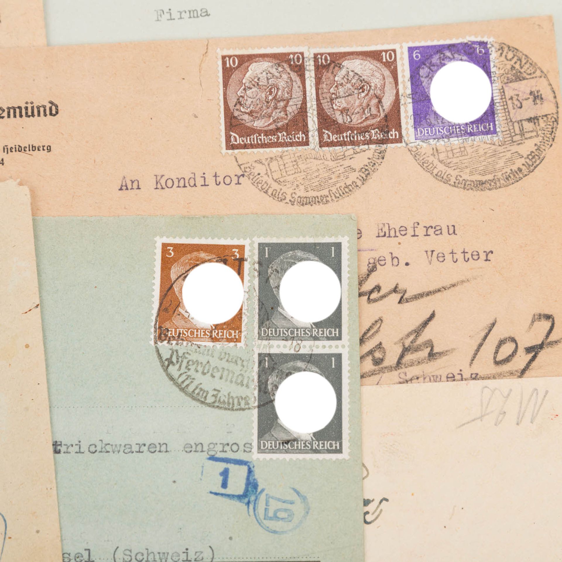 Deutsches Reich 1938 - 44, 13 Briefumschläge und eine Karte,  - Bild 2 aus 5