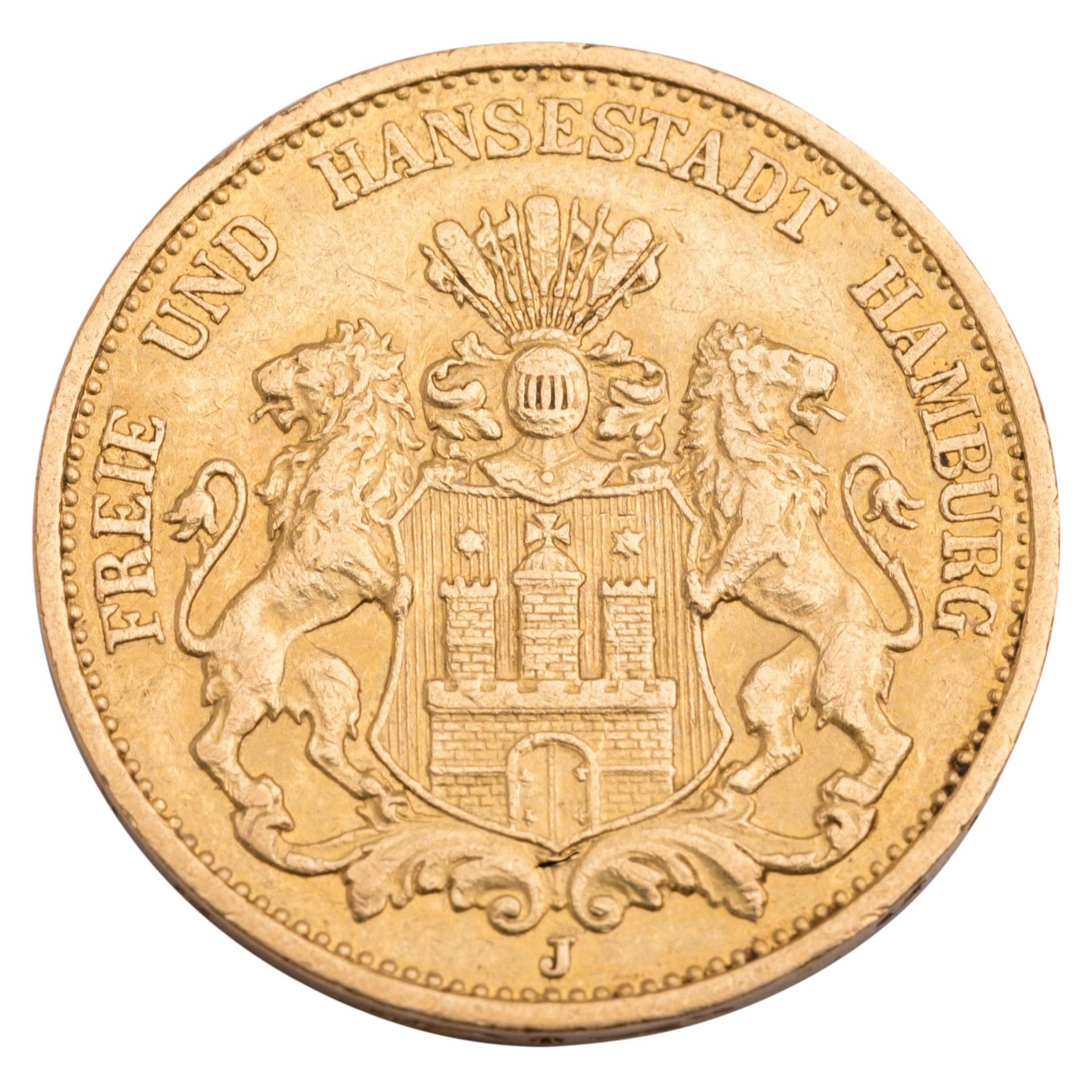 Dt. Kaiserreich /GOLD - Freie und Hansestadt Hamburg 20 Mark 1893-J