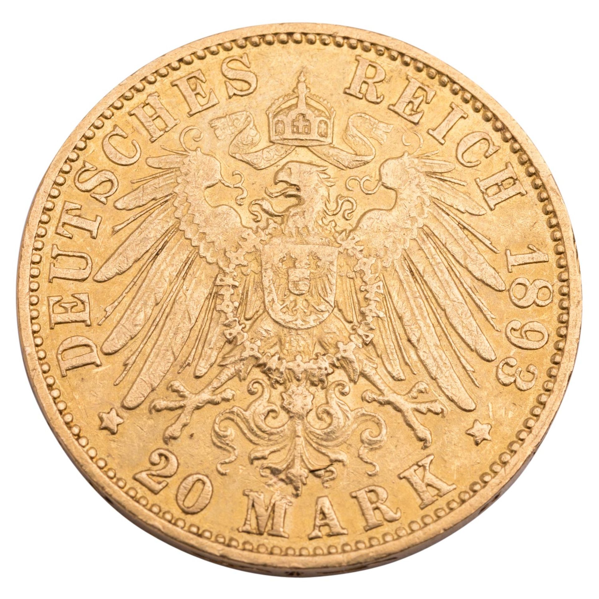 Dt. Kaiserreich /GOLD - Freie und Hansestadt Hamburg 20 Mark 1893-J - Bild 2 aus 2