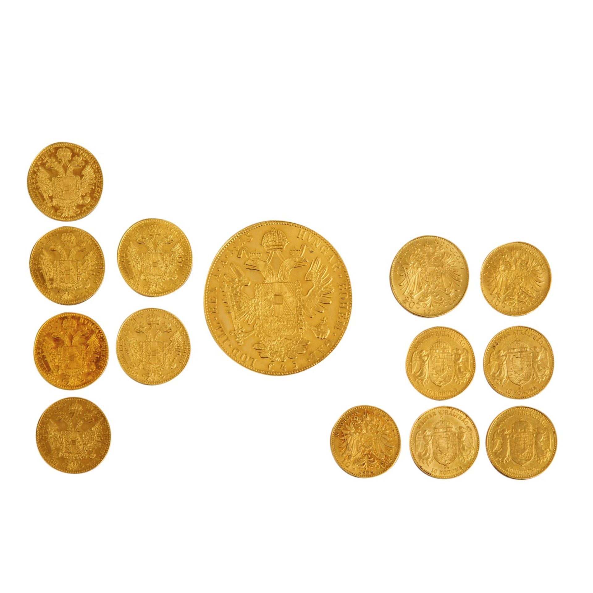 Österreich/GOLD - Lot mit 14 Münzen ca. 58,74 g fein, - Bild 2 aus 2