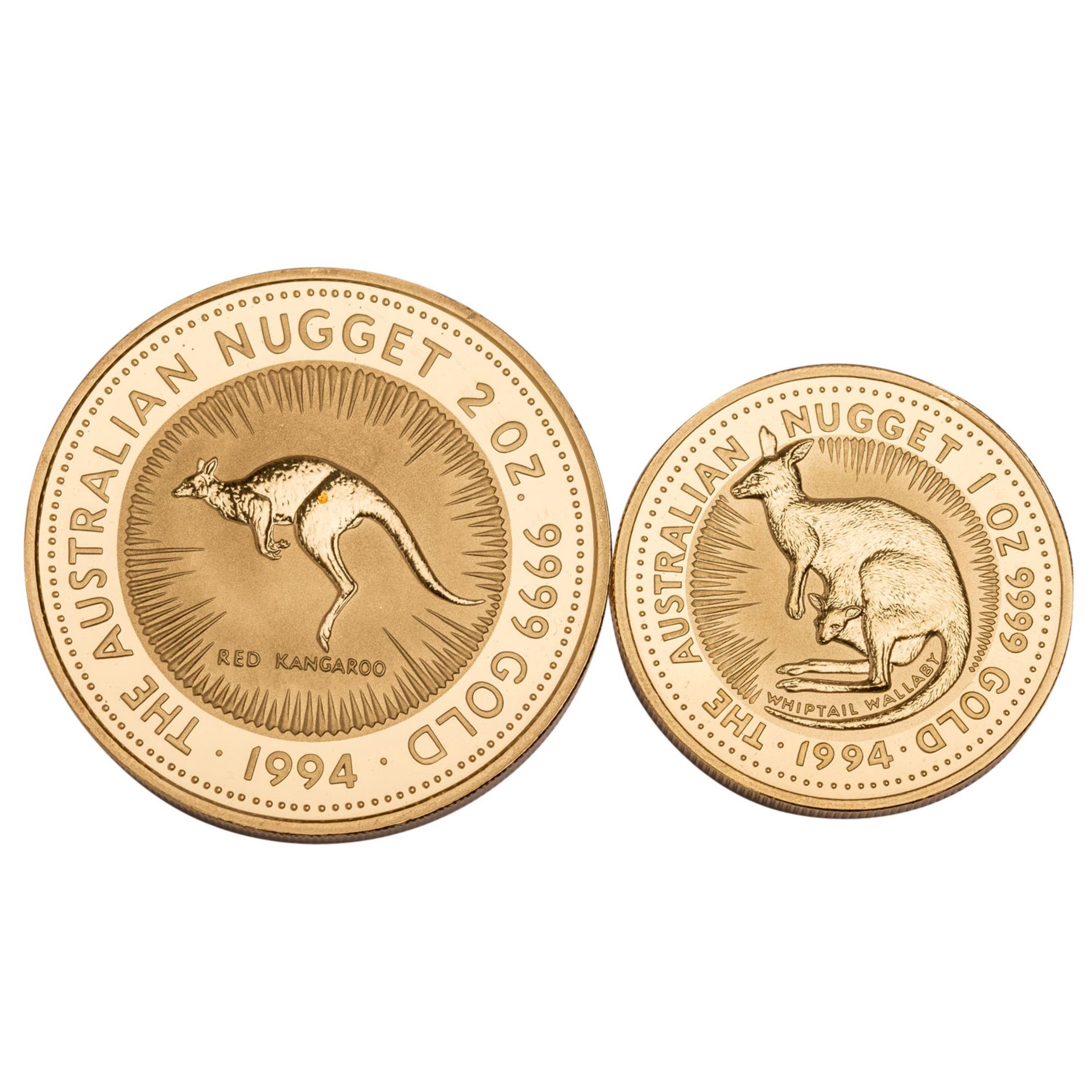 Australien /GOLD - Investmentlot mit 100 $ Nugget 1 oz & 200 $ Nugget 2 oz 1994 - Bild 2 aus 2